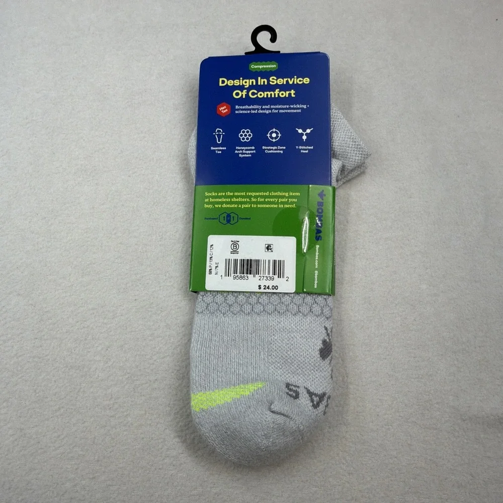 Bombas Performance Compression Ankle Socks Large Men's Size 9.5-13 NWT Gray
